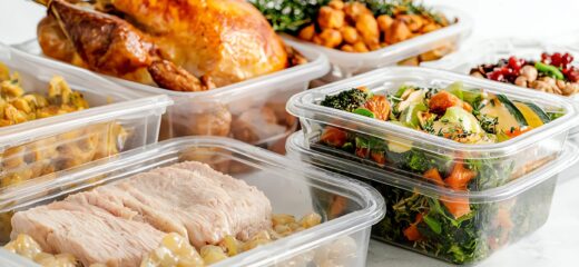 Turkey dinner leftovers all place in tupperware